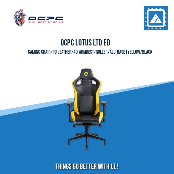 OCPC LOTUS LTD ED GAMING CHAIR/PU LEATHER/4D-ARMREST/ROLLER/ALU-BASE (YELLOW/BLACK)