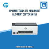 HP SMART TANK 580 NEW/PRINT COPY SCAN WIRELESS/12PPM BLACK 5PPM COLOR/BORDERLESS A4/3000 PAGES DUTY/USB 2.0 WI-FI WI-FI DIRECT/FLATBED/W11H (BLK)