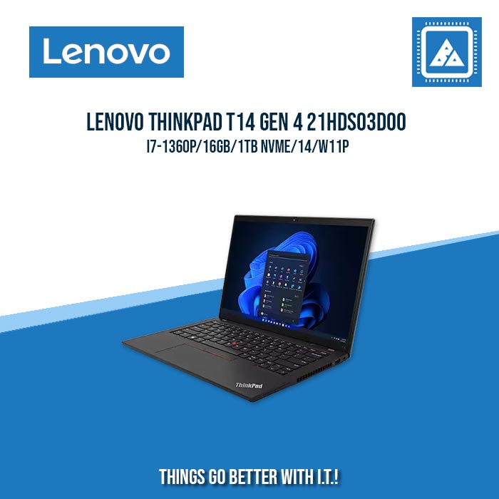 LENOVO THINKPAD T14 GEN 4 21HDS03D00 I7-1360P/16GB/1TB NVME | BEST FOR ENTREPRENEURS AND CORPORATES LAPTOP