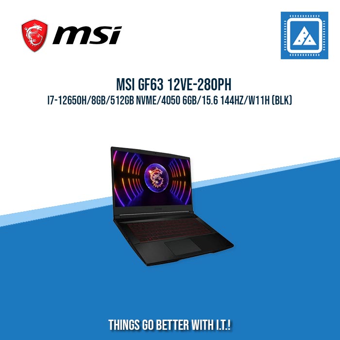 MSI GF63 12VE-280PH I7-12650H/8GB/512GB NVME/4050 6GB | BEST FOR GAMING AND AUTOCAD LAPTOP