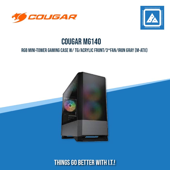 COUGAR MG140 RGB MINI-TOWER GAMING CASE W/ TG/ACRYLIC FRONT/3*FAN/IRON GRAY (M-ATX)