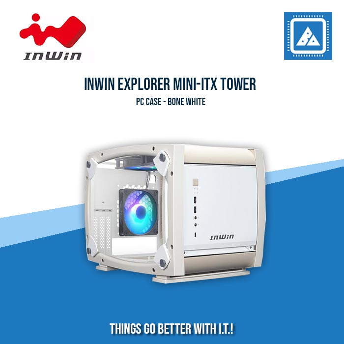 IN WIN EXPLORER MINI ITX CASE (3X120MM RGB FANS) (BONE WHITE)