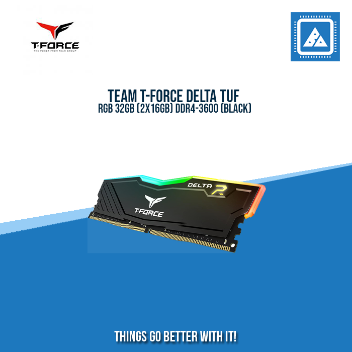 TEAM T-FORCE DELTA TUF RGB 32GB (2X16GB) DDR4-3600 (BLACK)