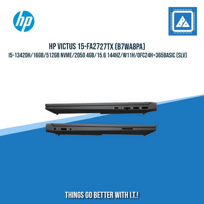 HP VICTUS 15-FA2727TX (B7WA8PA) I5-13420H/16GB/512GB NVME/2050 4GB/15.6 144HZ/W11H/OFC24H+365BASIC (SLV) [BEST FOR GAMING]