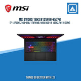 MSI SWORD 16HX B13VFKG-857PH I7-13700HX/8GB+8GB/1TB NVME/4060 8GB/16 165HZ/W11H (GRY)| GOOD FOR GAMING AND AUTOCAD LAPTOPS