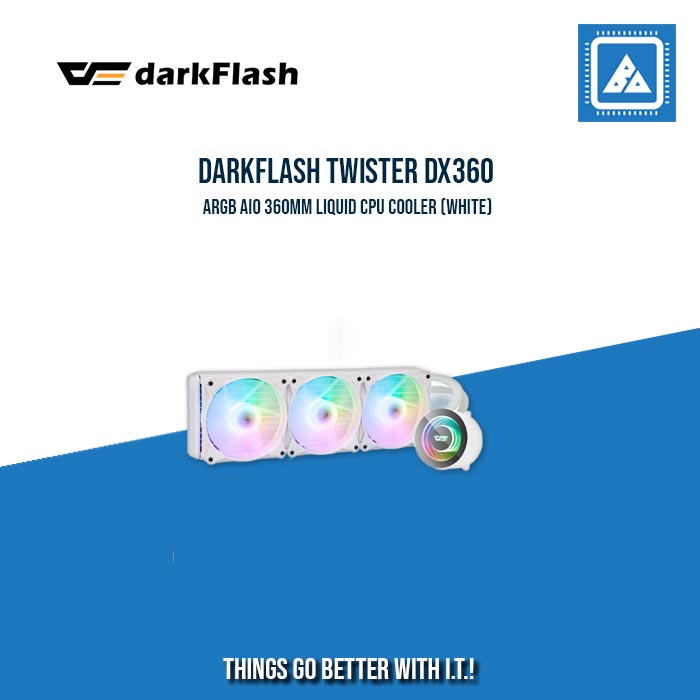 DARKFLASH TWISTER DX360 ARGB AIO 360MM LIQUID CPU COOLER (WHITE)