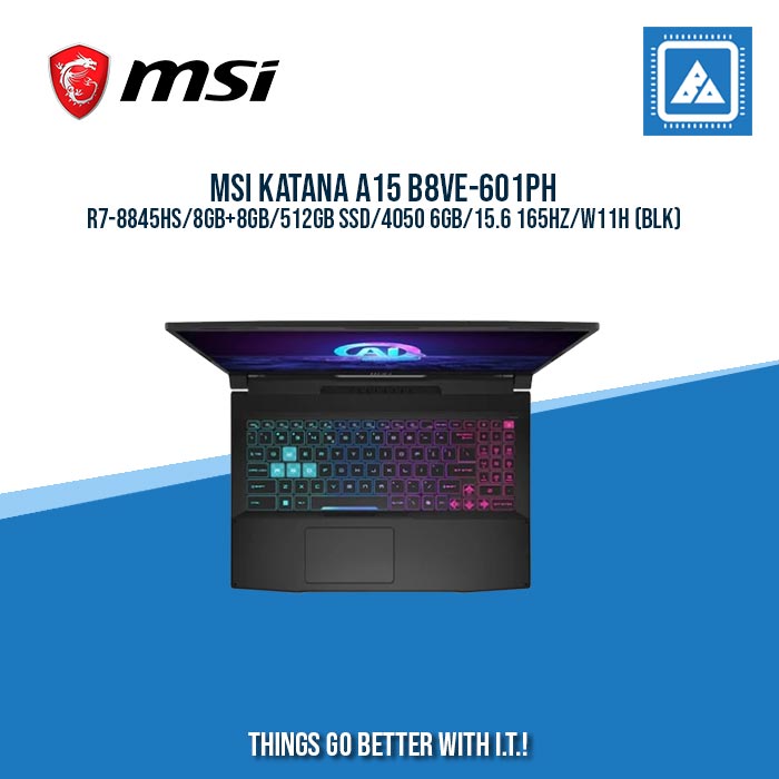 MSI KATANA A15 B8VE-601PH R7-8845HS/8GB+8GB/512GB SSD/4050 6GB/15.6 165HZ/W11H (BLK)/ GOOD FOR GAMING AND AUTOCAD LAPTOPS