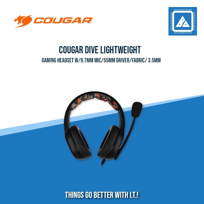 COUGAR DIVE LIGHTWEIGHT GAMING HEADSET W/9.7MM MIC/55MM DRIVER/FABRIC/ 3.5MM
