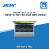 ACER ASPIRE LITE AL14-32P-30XX CORE 3-N355/8GB/512GB NVME/14/W11H/OFC24HS+365BASIC (FRESH BLUE) | BEST FOR STUDENTS