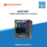 COUGAR TURRET RGB BLACK ATX MID TOWER PRO-COOLING COMPACT GAMING CASE WITH TEMPERED GLASS SIDE WINDOW