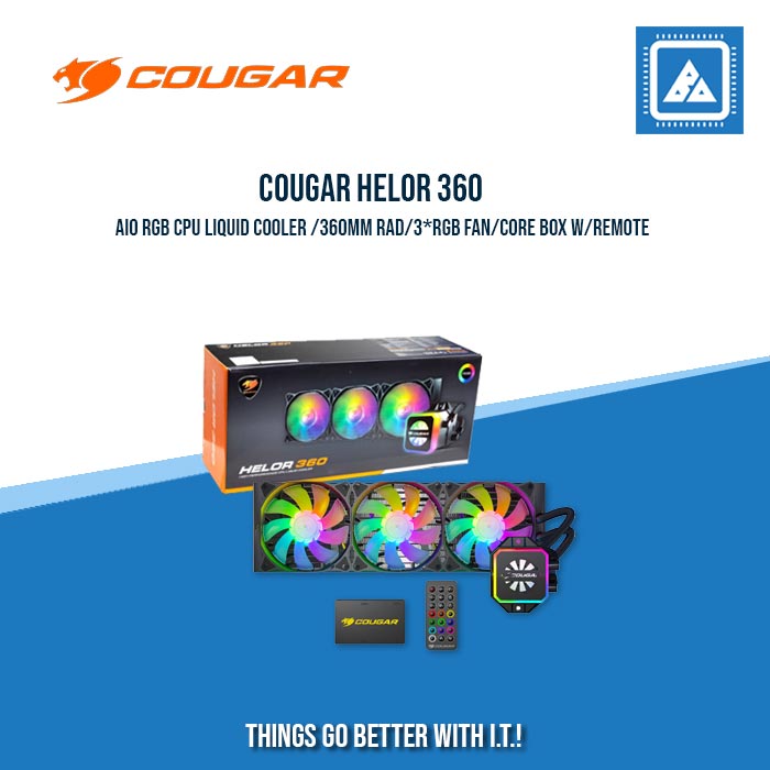 COUGAR HELOR 360 AIO RGB CPU LIQUID COOLER /360MM RAD/3*RGB FAN/CORE BOX W/REMOTE