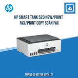 HP SMART TANK 520 NEW/PRINT COPY SCAN/12PPM BLACK 5PPM COLOR/BORDERLESS A4/3000 PAGES DUTY/USB 2.0/FLATBED/W11H (BLK)