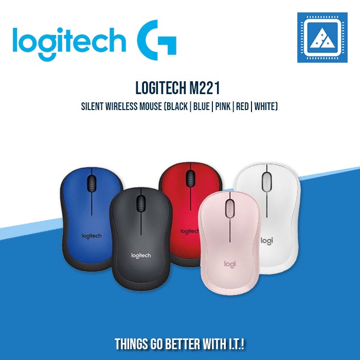 LOGITECH M221 SILENT WIRELESS MOUSE (BLACK|BLUE|PINK|RED|WHITE)