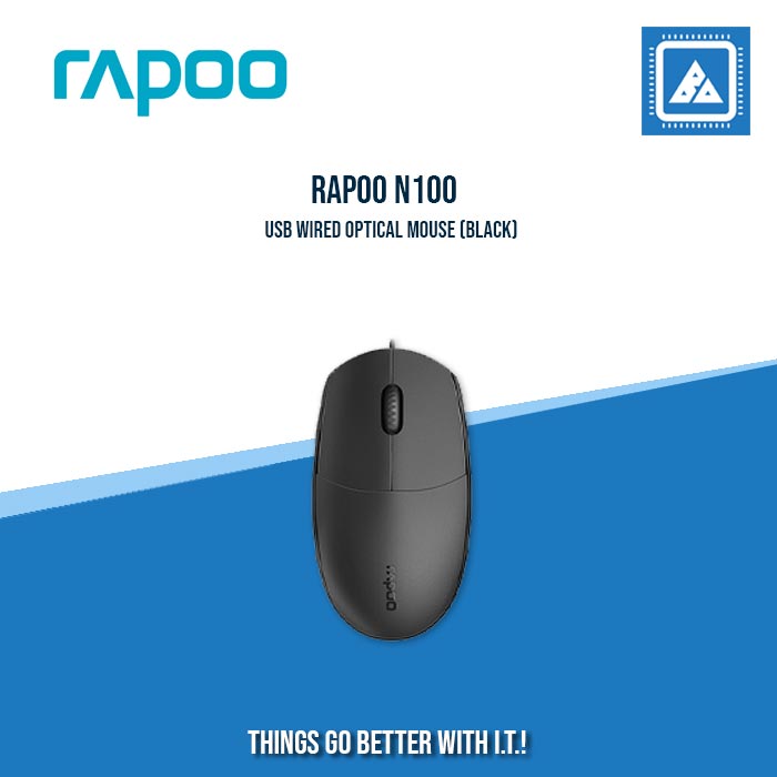 RAPOO N100 USB WIRED OPTICAL MOUSE (BLACK\WHITE)