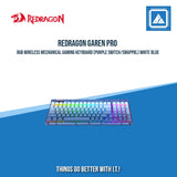 REDRAGON GAREN PRO RGB WIRELESS MECHANICAL GAMING KEYBOARD (PURPLE SWITCH/SWAPPBL) WHITE BLUE