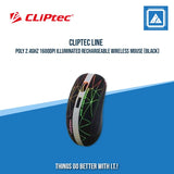 CLIPTEC LINE POLY 2.4GHZ 1600DPI ILLUMINATED RECHARGEABLE WIRELESS MOUSE (BLACK)