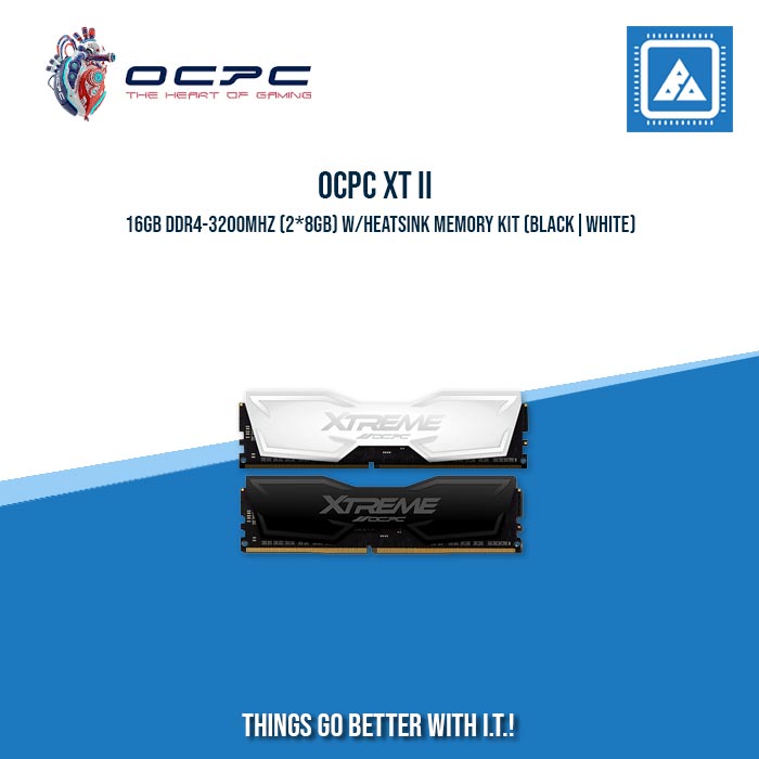 OCPC XT II 16GB DDR4-3200MHZ (2*8GB) W/HEATSINK MEMORY KIT (BLACK|WHITE)