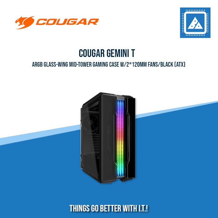COUGAR CASE GEMINI T PRO / MID-TOWER / RGB AND GULL WING DESIGN / 2 HINGE Tempered Glass COVER