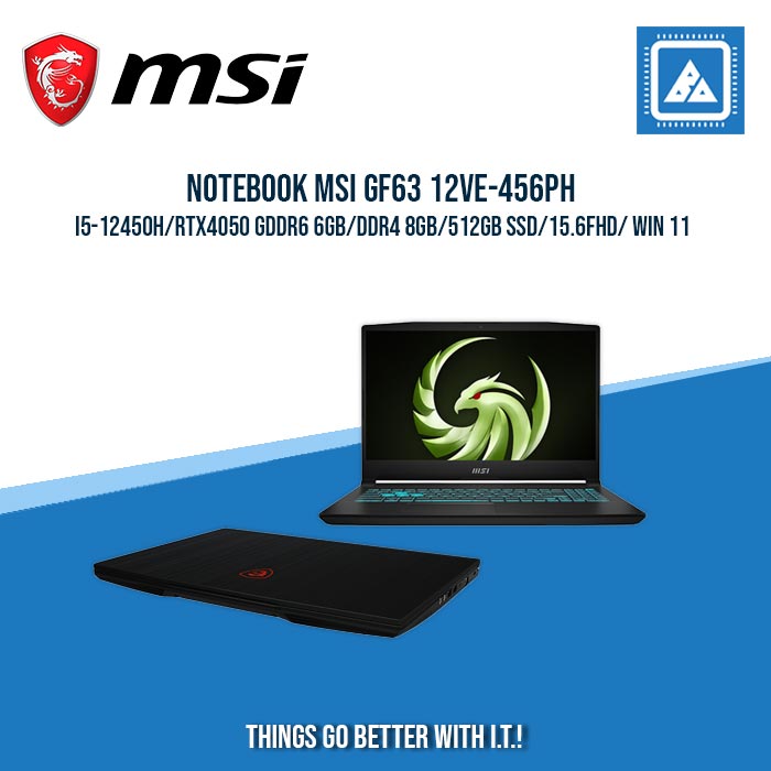 MSI GF63 12VE-456PH/I5-12450H/RTX4050 GDDR6 6GB/DDR4 8GB/512GB SSD | BEST FOR AUTOCAD AND GAMING LAPTOP