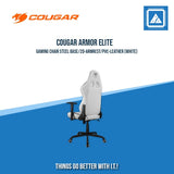 COUGAR ARMOR ELITE GAMING CHAIR STEEL BASE/2D-ARMREST/PVC-LEATHER (WHITE)