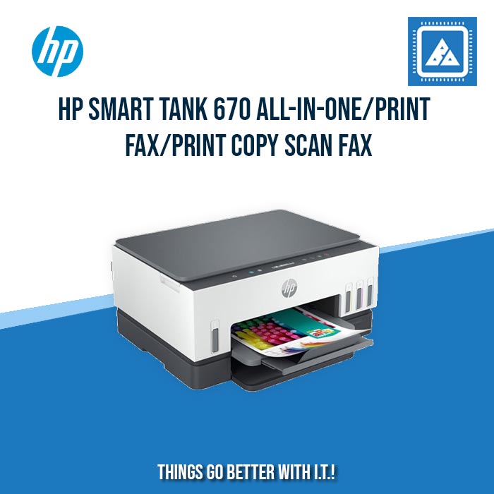 HP SMART TANK 670 ALL-IN-ONE/PRINT COPY SCAN WIRELESS/12PPM BLACK 7PPM COLOR/1200X1200 DPI/3000 PAGES DUTY/USB 2.0 WI-FI BLUETOOTH LE/AUTO DUPLEX/W11H (BLK)