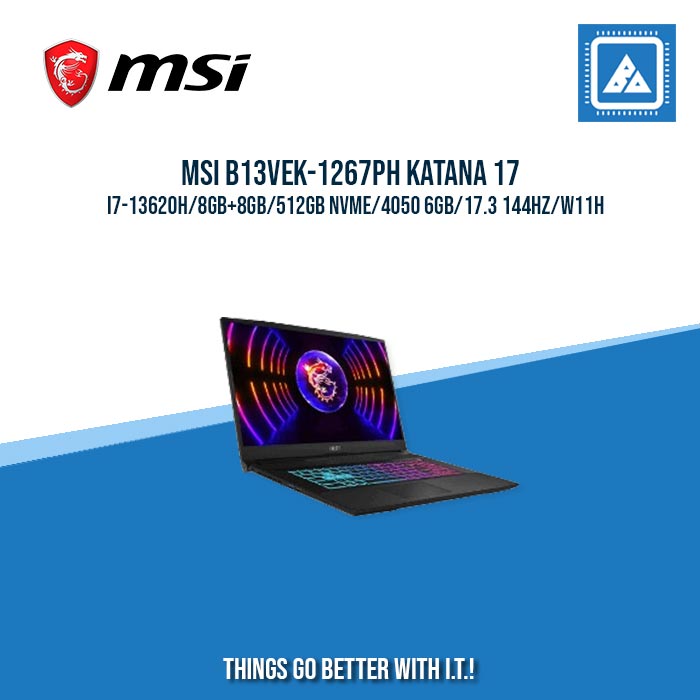 MSI B13VEK-1267PH KATANA 17 I7-13620H/8GB+8GB/512GB NVME/4050 6GB | BEST FOR GAMING AND AUTOCAD LAPTOP