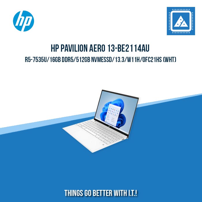 HP PAVILION AERO 13-BE2114AU/R5-7535U/16GB DDR5/512GB NVMeSSD | BEST FOR STUDENTS AND FREELANCERS LAPTOP