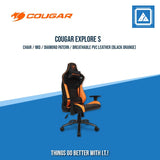 COUGAR EXPLORE S ROYAL GAMING CHAIR / MID / DIAMOND PATERN / BREATHABLE PVC LEATHER / HIGH DENSITY FOAM / STEEL BASE / TILT / 3D ARM REST / 3" WHEELS / 120KG / BLACK GOLD