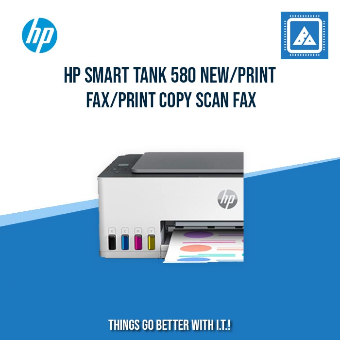 HP SMART TANK 580 NEW/PRINT COPY SCAN WIRELESS/12PPM BLACK 5PPM COLOR/BORDERLESS A4/3000 PAGES DUTY/USB 2.0 WI-FI WI-FI DIRECT/FLATBED/W11H (BLK)