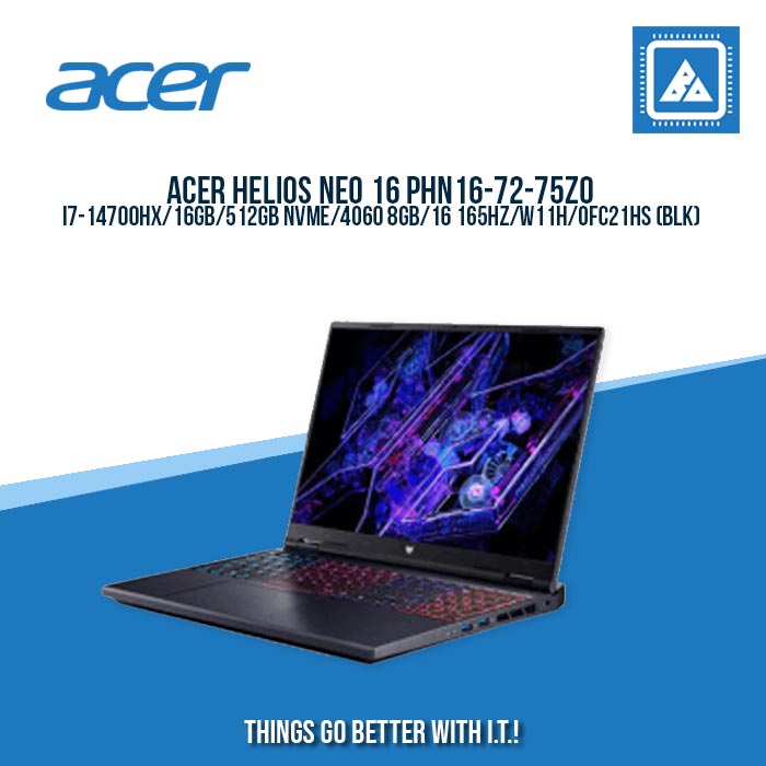 ACER HELIOS NEO 16 PHN16-72-75Z0 I7-14700HX/16GB/512GB NVME/4060 8GB | BEST FOR GAMING AND RENDERING LAPTOP