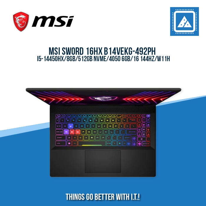 MSI SWORD 16HX B14VEKG-492PH I5-14450HX/8GB/512GB NVME/4050 6GB | BEST FOR FREELANCERS AND AUTOCAD LAPTOP