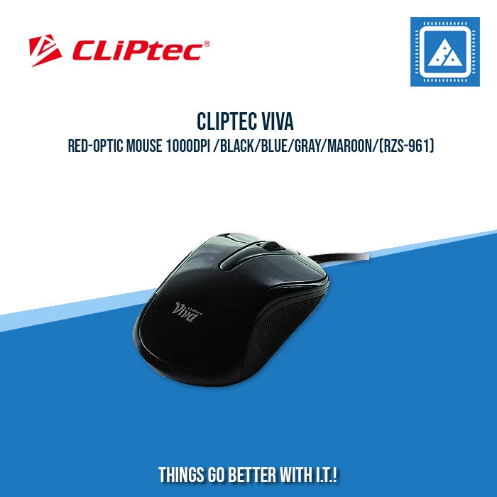 CLIPTEC VIVA RED-OPTIC MOUSE 1000DPI /BLACK/BLUE/GRAY/MAROON/ (RZS-961)