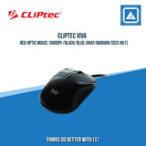 CLIPTEC VIVA RED-OPTIC MOUSE 1000DPI /BLACK/BLUE/GRAY/MAROON/ (RZS-961)