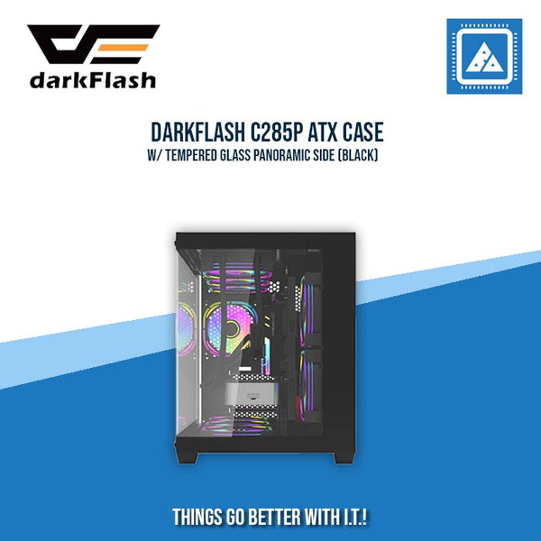 DARKFLASH C285P ATX CASE W/ TEMPERED GLASS PANORAMIC SIDE (BLACK/WHITE ...