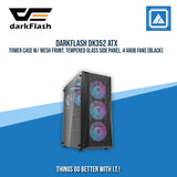 DARKFLASH DK352 ATX TOWER CASE W/ MESH FRONT, TEMPERED GLASS SIDE PANEL, 4 ARGB FANS (WHITE)