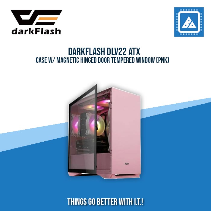 DARKFLASH DLV22 ATX CASE W/ MAGNETIC HINGED DOOR TEMPERED WINDOW (PNK)