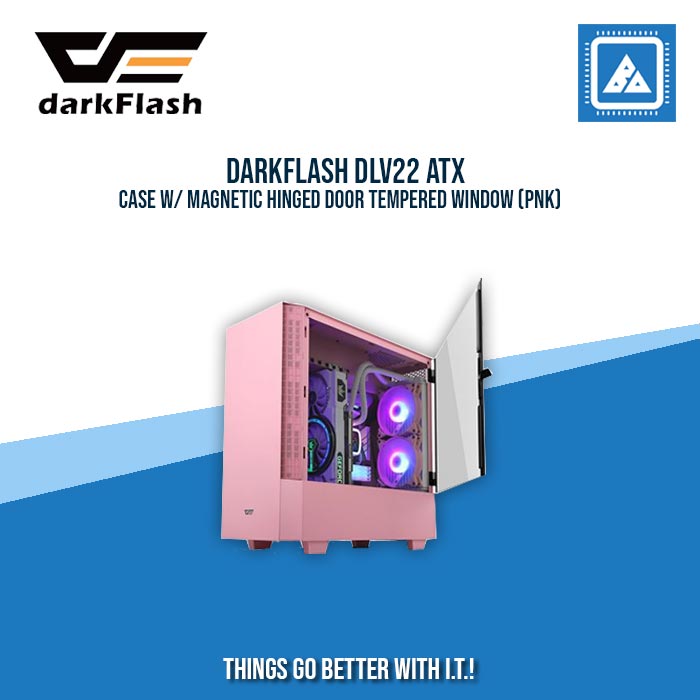 DARKFLASH DLV22 ATX CASE W/ MAGNETIC HINGED DOOR TEMPERED WINDOW (PNK)