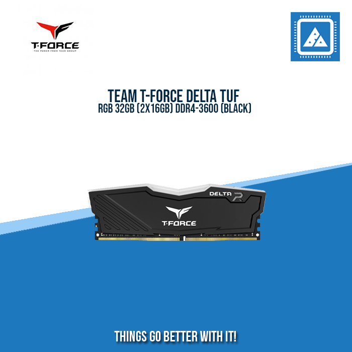 TEAM T-FORCE DELTA TUF RGB 32GB (2X16GB) DDR4-3600 (BLACK)