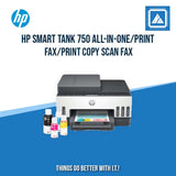 HP SMART TANK 750 ALL-IN-ONE/PRINT COPY SCAN ADF WIRELESS/15PPM BLACK 9PPM COLOR/1200X1200 DPI/3000 PAGES DUTY/USB 2.0 WI-FI BLUETOOTH LE LAN/AUTO DUPLEX/W11H (BLK)