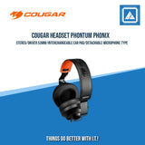 COUGAR HEADSET PHONTUM PHONIX STEREO / DRIVER 53MM / INTERCHANGEABLE EAR PAD / DETACHABLE MICROPHONE TYPE