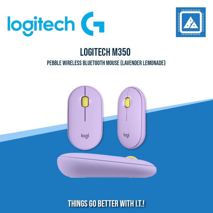 LOGITECH M350 PEBBLE WIRELESS BLUETOOTH MOUSE (BLUEBERRY|GRAY|LAVENDER LEMONADE|PINK|SAND