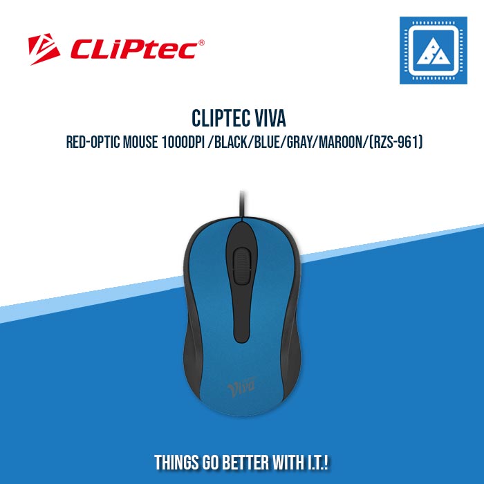 CLIPTEC VIVA RED-OPTIC MOUSE 1000DPI /BLACK/BLUE/GRAY/MAROON/ (RZS-961)