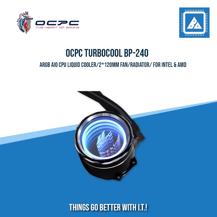 OCPC TURBOCOOL BP-240 ARGB AIO CPU LIQUID COOLER/2*120MM FAN/RADIATOR/ FOR INTEL & AMD