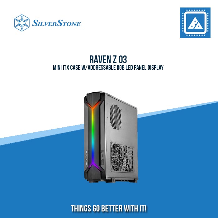 RAVEN Z 03 MINI ITX CASE W/ADDRESSABLE RGB LED PANEL DISPLAY BLACK