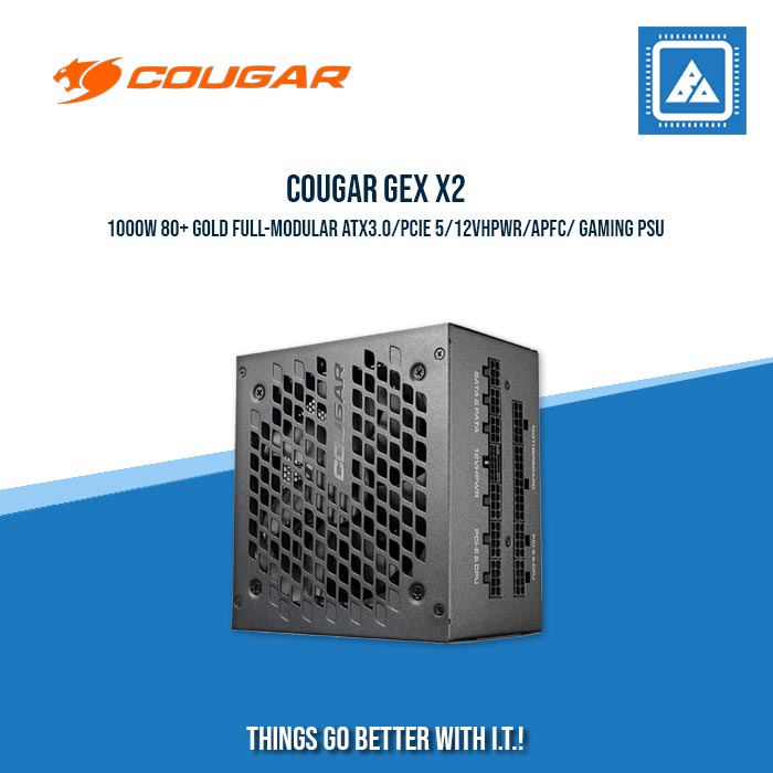 COUGAR GEX X2 1000W 80+ GOLD FULL-MODULAR ATX3.0/PCIE 5/12VHPWR/APFC/ GAMING PSU