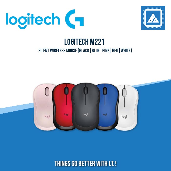 LOGITECH M221 SILENT WIRELESS MOUSE (BLACK|BLUE|PINK|RED|WHITE)