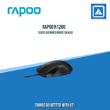 RAPOO N1200 SILENT USB WIRED MOUSE (BLACK)