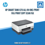 HP SMART TANK 670 ALL-IN-ONE/PRINT COPY SCAN WIRELESS/12PPM BLACK 7PPM COLOR/1200X1200 DPI/3000 PAGES DUTY/USB 2.0 WI-FI BLUETOOTH LE/AUTO DUPLEX/W11H (BLK)