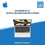 APPLE MACBOOK AIR 13.6" M2 CHIP 8C/16GB/256GB SSD (MC7W4PP/A) STARLIGHT | BEST FOR FREELANCER AND STUDENTS