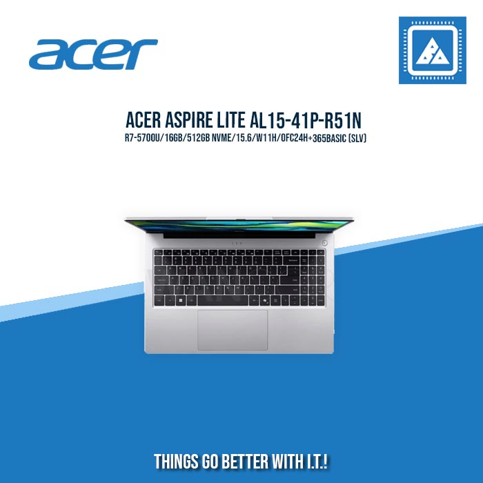 ACER ASPIRE LITE AL15-41P-R51N R7-5700U/16GB/512GB NVME/15.6/W11H/OFC24H+365BASIC (SLV) | BEST FOR STUDENTS LAPTOP|